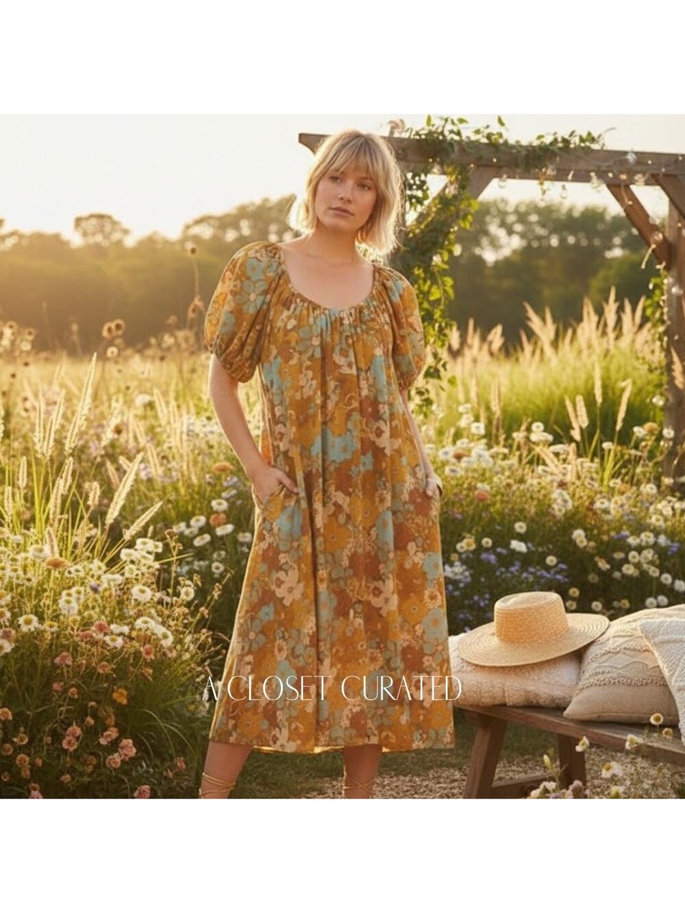 Sundry Retro Floral Maxi Dress Small NWT - Picture 1 of 9